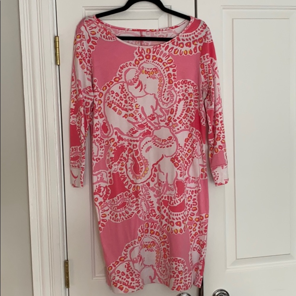Lilly Pulitzer Pink Multi Long Sleeve Printed Shift Dress